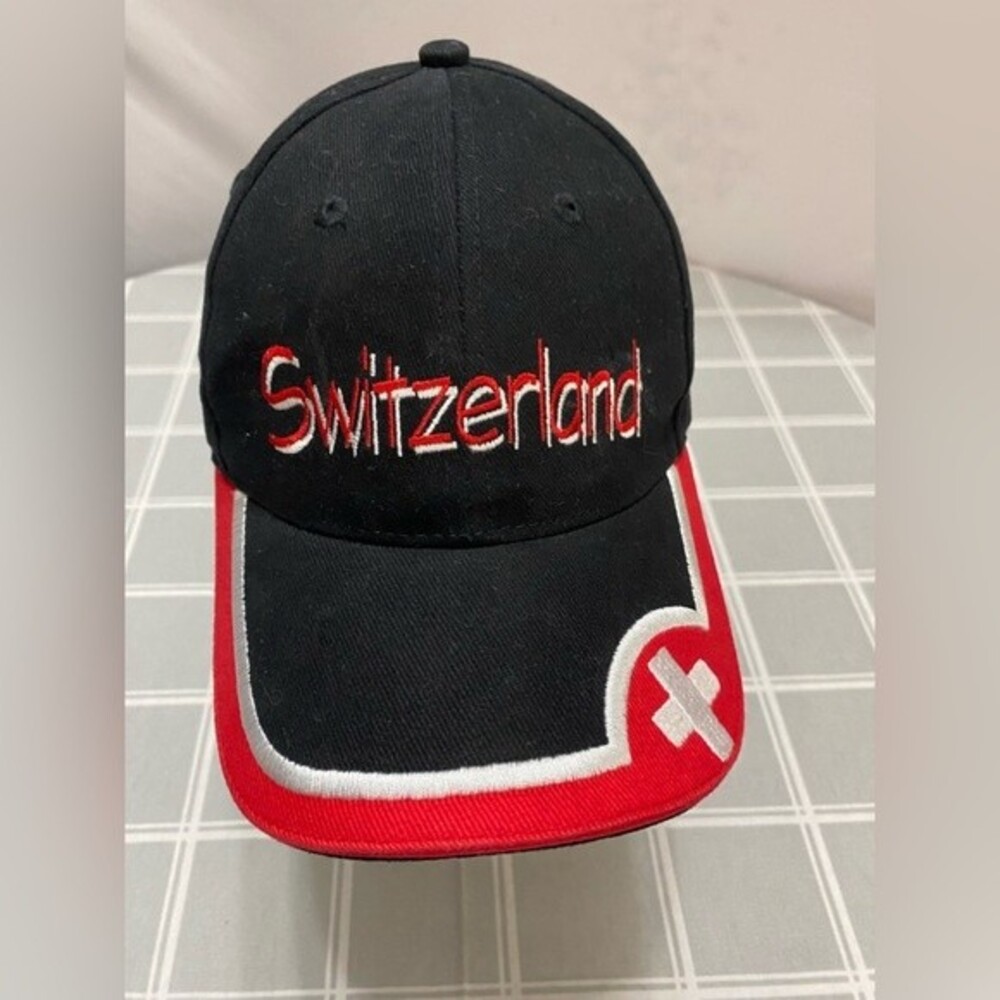 Switzerland Schweiz-Suisse Embroidered Hat Baseball Cap Slide Strap Metal Clasp